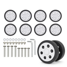 8PCS Suitcase Wheels Abrasion Resistant Plastic Rollers Easy Replacement 71 silver