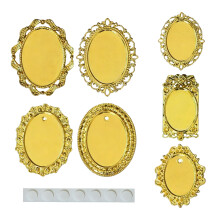 7PCS Miniature Decorative Frame Doll House Furniture Living Room Scene Setting Gold