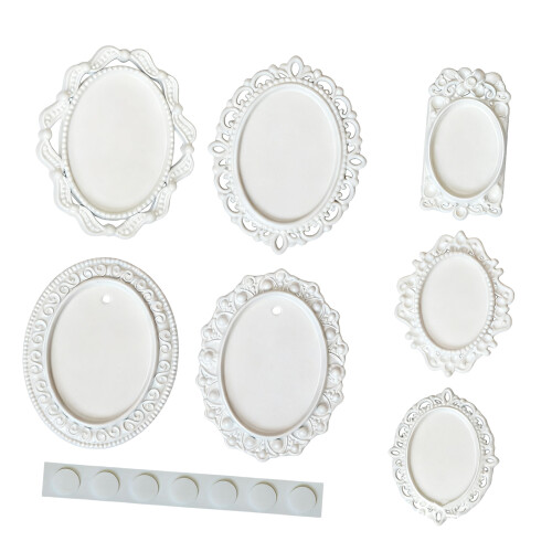 Creative Hollow Frame 7PCS Decorative Accessories For 1/12 Doll House Scene Props White