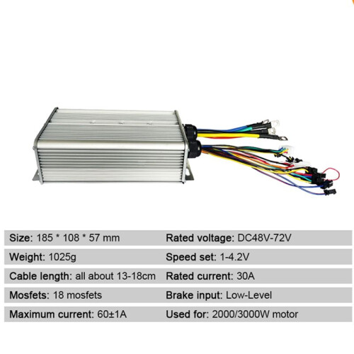 Ebike Sine Wave Controller 48/52/60/72V 60A Brushless Controller and H-100 LCD Color Display E-Scooter Parts 1