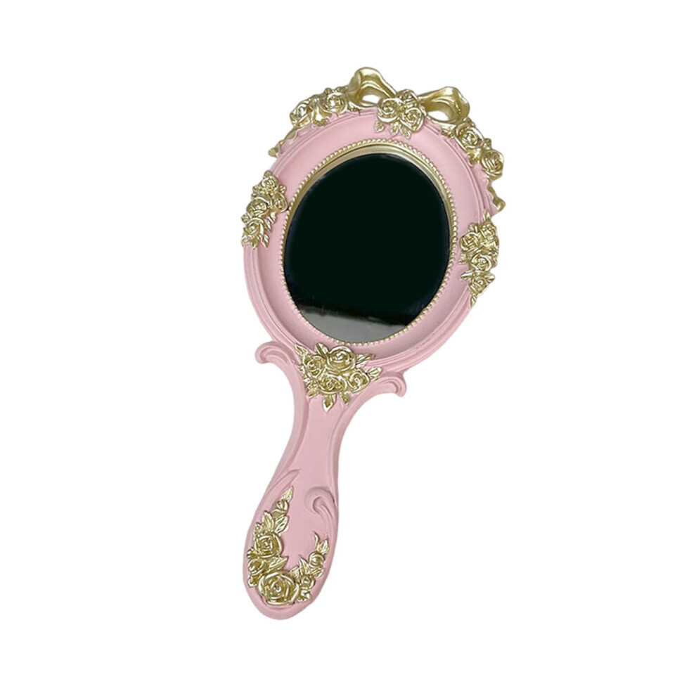 Shatter Resistant Resin Handheld Cosmetic Mirror Retro Aesthetic Highly Clear Pink