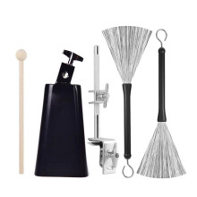 Metal Cowbell with Clamp Drum Accessory Brushes Stick Included Entertainment