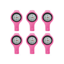 6Pcs Light Weight Compasses Watches Outdoor Navigation Tool For Backpacking Rose red