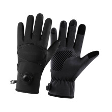 1 Pair Cold Weather Skiing Gloves Touchable Screen Nylon Mittens Enhances Grip L Black