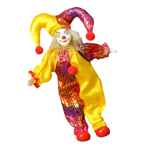 Handcrafts Poseable Western Clown Doll with Adjustable Limb and Ceramic Body