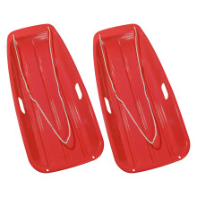 2Pcs Snow Sled with Pull Rope and Handles Slippery Racers Downhill Sprinter Red