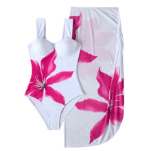 Pack of 2pcs Stylish Piece Swimsuit Beachwear Hip Wrap Skirt for Beach Fun Rose red S