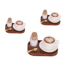 Dollhouses Kitchenware Alloy Coffee Cup Service Set Pretend Play Accessories C