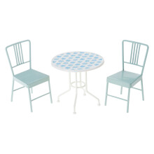 Pack of 3 Iron Dollhouses Table Furniture 1/12 Scale Outdoor Garden Decorations Green Suit