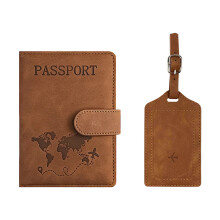 Passports Cover Holder and Luggage Tages Set International Must Haves Unisex Brown