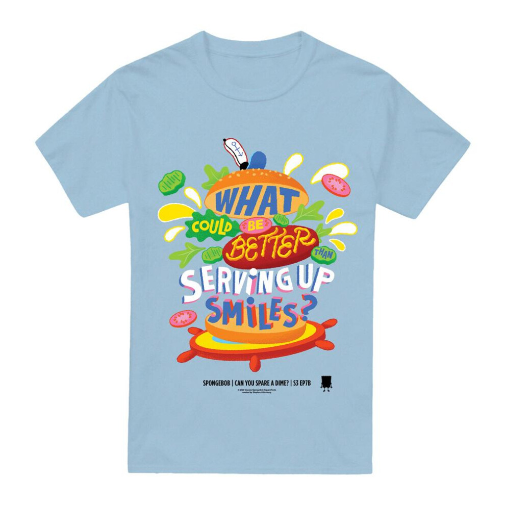Spongebob Squarepants (L, Light Blue) Mens Serving Up Smiles T-Shirt