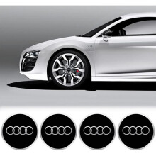 Audi Wheel Centre Caps - 69mm - Gloss Black