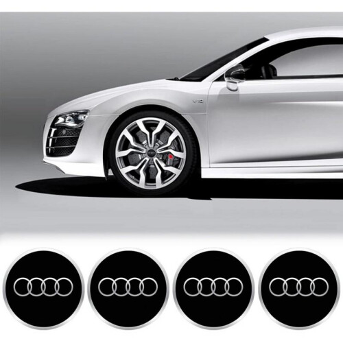 Audi Wheel Centre Caps - 69mm - Gloss Black