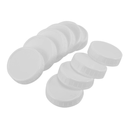 Plastic jar caps for 70mm mouth - 10pcs ribbed lids