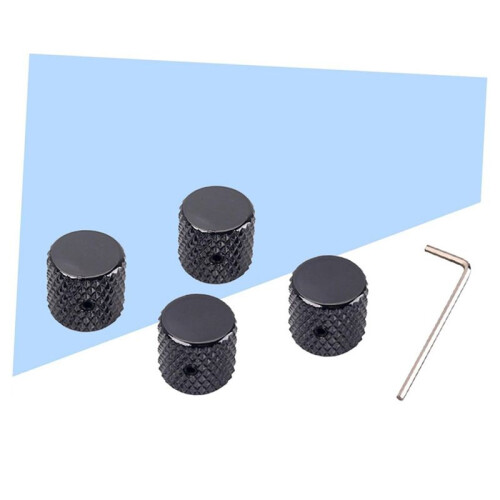 Svart 4-Pack Volymkontrollknapp Tonknapp Flat Kontrollratt Gitarrkontrollratt Gitarrpedalknapp 1