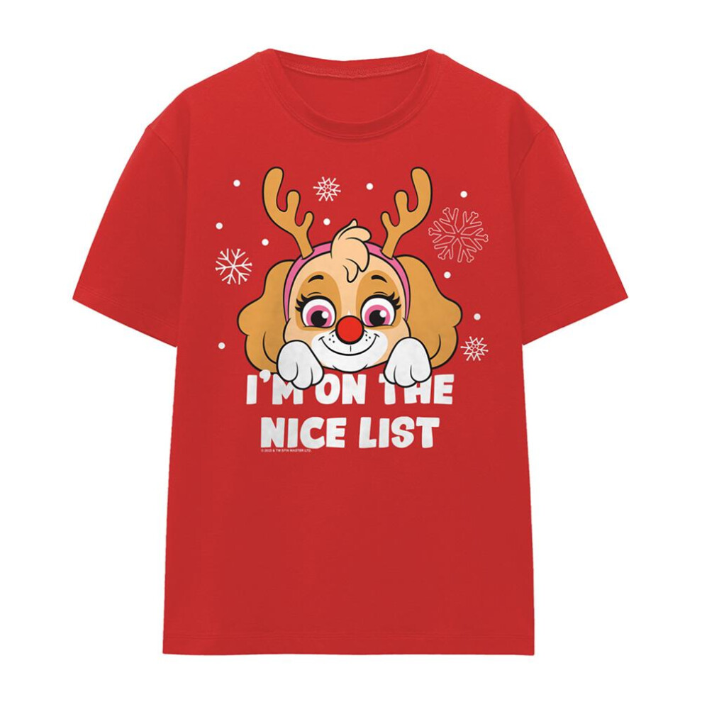Paw Patrol (Xxl, Red) Womens/Ladies Nice List Skye Christmas T-Shirt