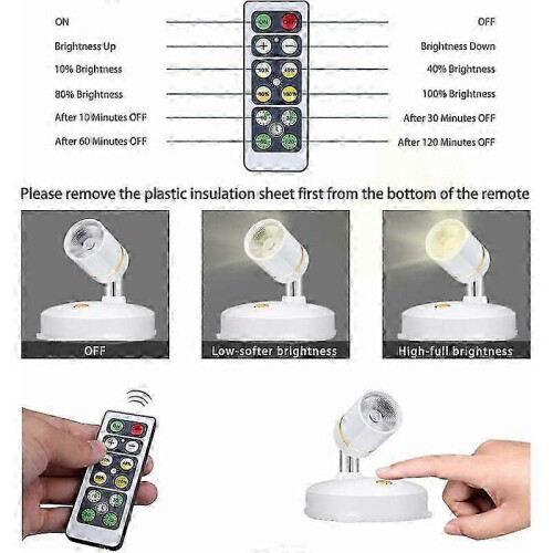 Mini projecteurs à piles pour une utilisation intérieure, 2 lampes sans fil avec télécommande 2