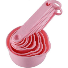 Kitchen measuring cups set for baking, 11-piece nesting (Pink)