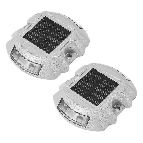 Solar Garden Ground Lights for Warning, Reusable 6 LED White Path Stud Lights