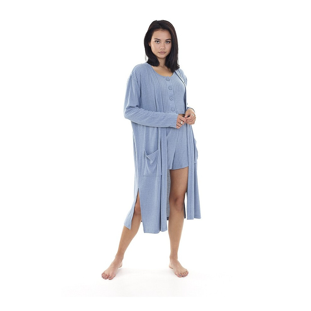 Brave Soul (M, Citadel Blue) Womens/Ladies Ribbed Cardigan