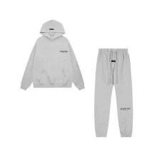 (XL, Gray) (Gray,) Essentials 3d Silicone Letter Flocking Print American Sweater Jacket + Pants Casual Suit For Men And Women