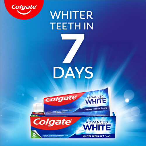 Colgate Colgate Advanced White Toothpaste 75ml - Teeth whitening Toothpaste - clinically Proven whitening - whitens in 10 Days - with Active Micro-Cleansing 1