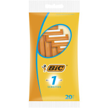 BIC 1 Sensitive Disposable Razors for Men, Single Blade, Pack of 20