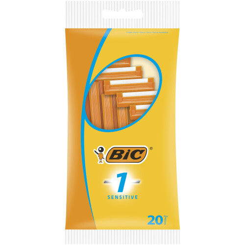 BIC BIC 1 Sensitive Disposable Razors for Men, Single Blade, Pack of 20