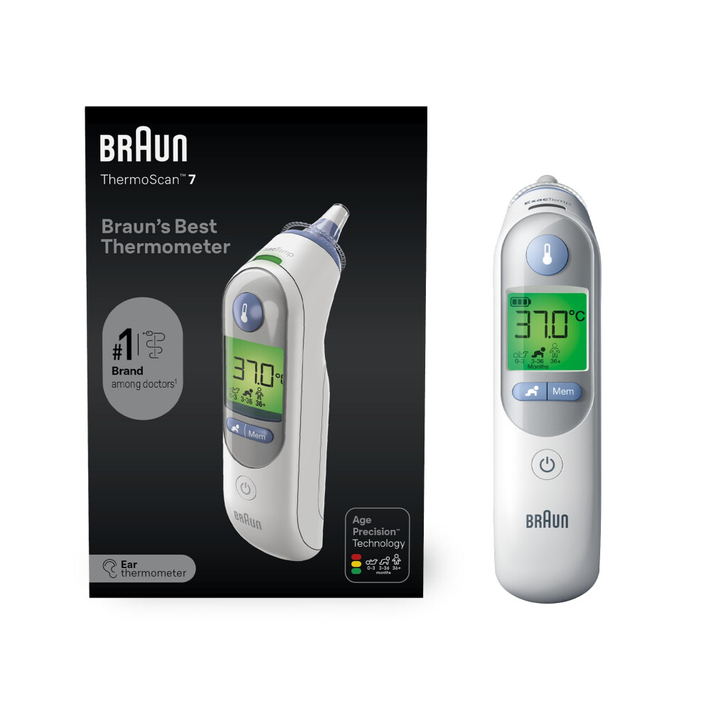 Braun Thermoscan 7 Ear Thermometer - Age Precision Technology - Colour-Coded Digital Display - Baby And Infant Friendly - #1 Brand Among Doctors(1)