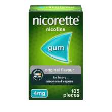 Nicorette 4mg Gum Original Flavour (105 Pieces), Discreet Stop Smoking and Stop Vaping Aid to Help you Quit For Good, Tackle Cravings and Withdrawal