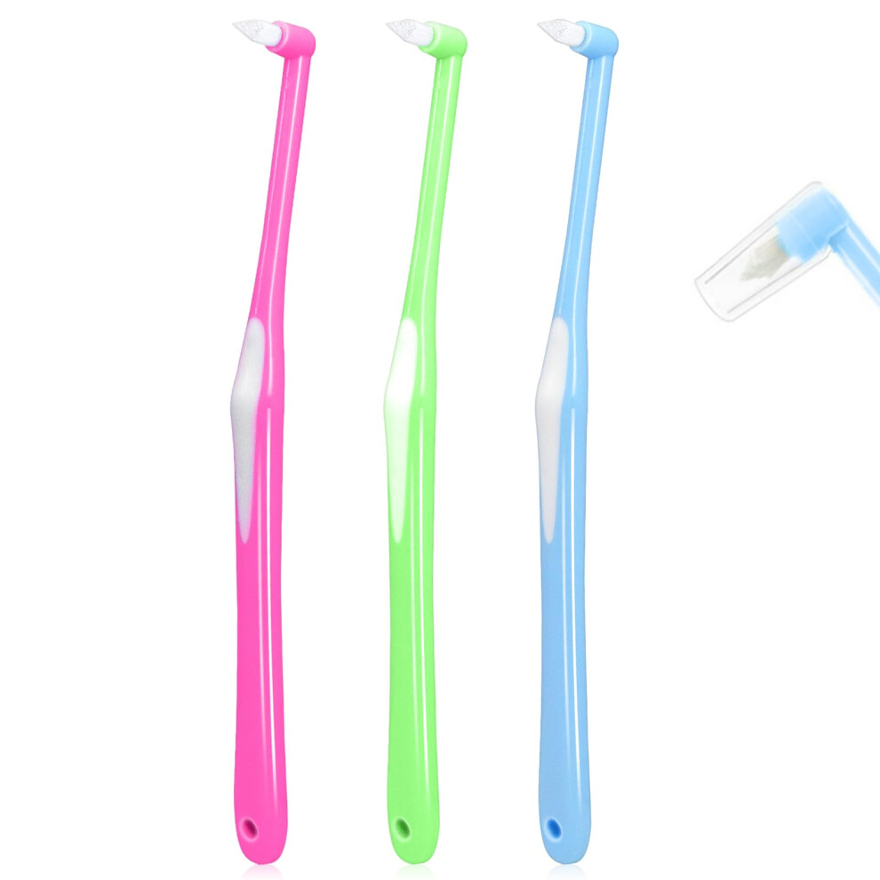 Sularpek 3 Pcs Interspace Toothbrush, Wisdom Toothbrush, Single Tufted Toothbrushes With Cover, Single Tuft Toothbrush, Small Head Toothbrush For Den