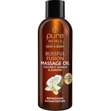 Pure World Blissful Fusion Massage, Coconut & Vanilla Massage Oil 100ml – Relaxing Aromatherapy Spa Body Oil – Nourishing & Smoothing Moisturiser