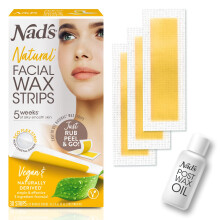 Nad's Natural Facial Wax Strips, Face Hair Removal Kit, 30 Ct