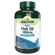 Natures Aid Fish Oil 1000mg – High Strength Omega-3 Supplement – Pure
