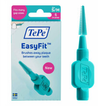 TePe EasyFit, Conical Interdental Brush, Turquoise, S/M, 6pcs, Plaque Removal, efficient Clean Between the Teeth, Small to Medium Gaps