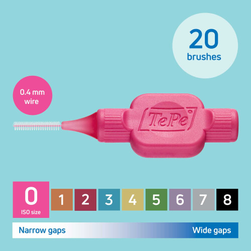 Tepe TePe Interdental Brush, Original, Pink, 0.4mm/ISO 0, 20pcs 2