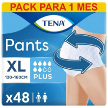 TENA Pants Plus, 48 pairs, Unisex Incontinence Pants (4 x 12 packs) for Women and Men with Heavy Bladder Weakness, Designed for Everyday Life with Tr