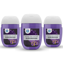 Palm Safe Alien 3 Pack Pocketbac 30ml Anti Bacterial Premium Hand Sanitiser Travel Size Refillable Clip Bottle Quick Drying Non Sticky Extra Moisturi