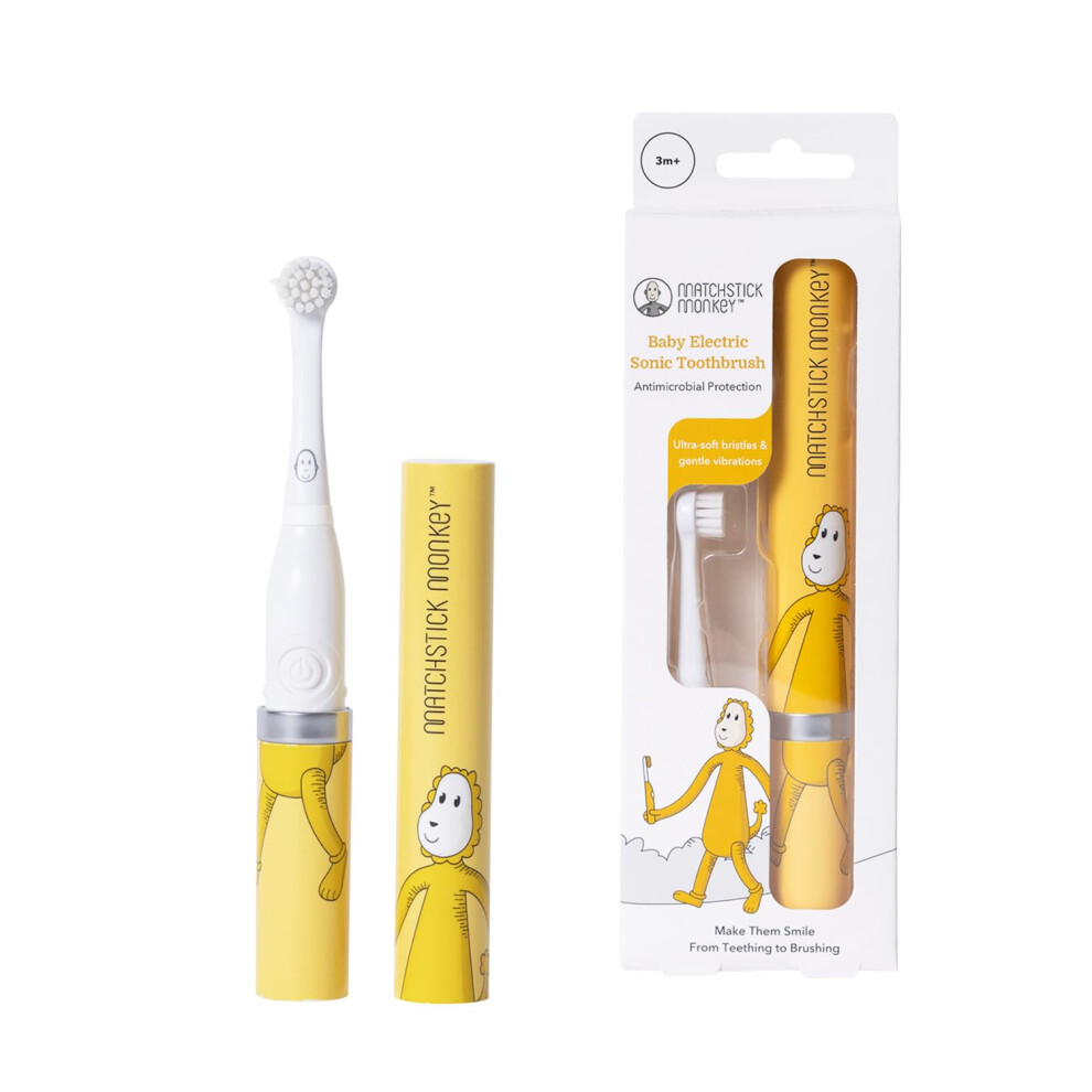 Matchstick Monkey Baby Electric Sonic Toothbrush, Antimicrobial Protection, Suitable From 3 Months, Ludo Lion