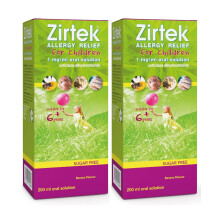 Zirtek Allergy Relief 200 ml Syrup |Pack of 2 |Hayfever, Dust, Pets, and Hives | Antihistamine Solution | antihistamine for Adults and Children Over