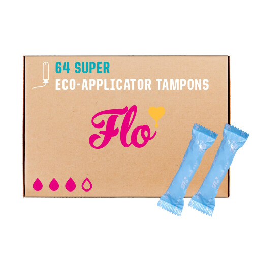 Flo Organic Cotton Applicator Super Tampons – Absorbent, Soft, Smooth Applicator