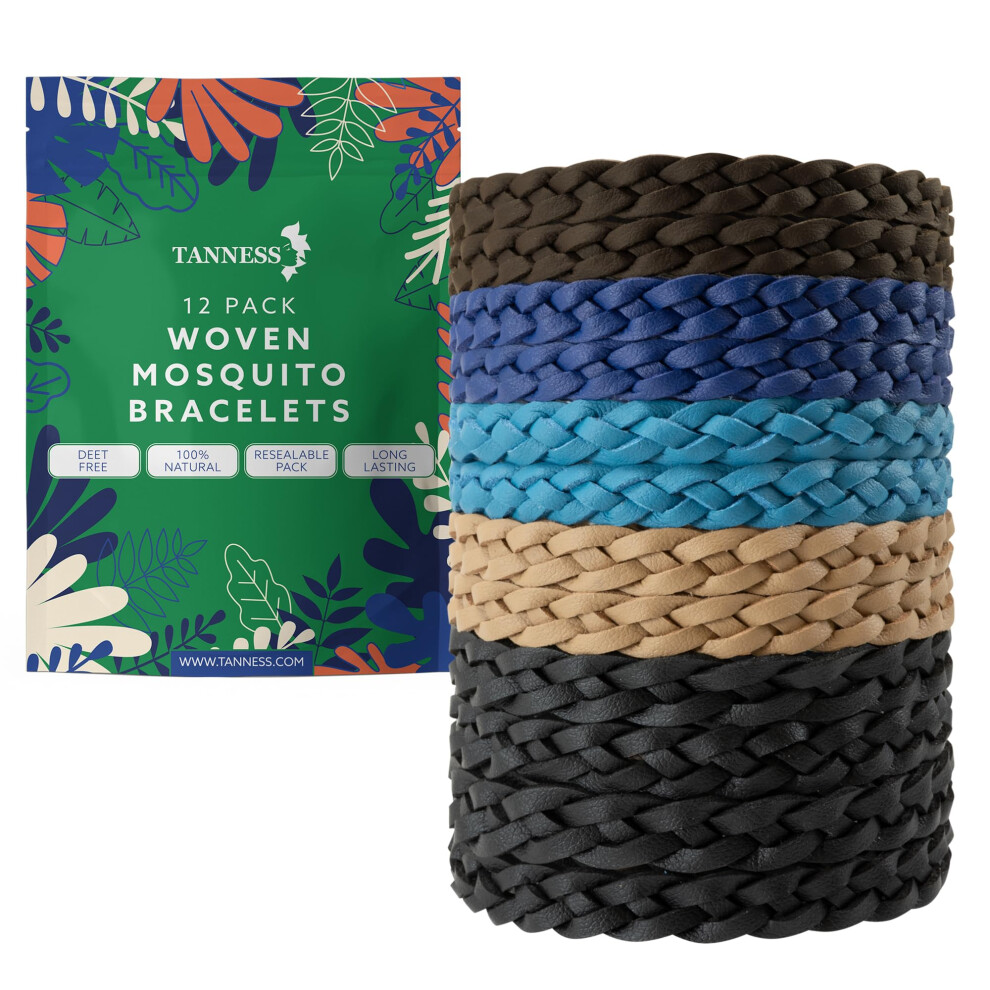 Tanness 12 Pack Mosquito Repellent Bracelet - Non-Toxic Insect Repellent Bands - Deet-Free Bug & Flea Repellent For Humans - Waterproof Travel Essent