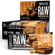 Warrior RAW Protein Bars 12 x 75g – 20g High Protein Bar, Low Sugar High Fibre Oat Protein Flapjack – Protein Snacks, Meal Replacement Bars (Choco