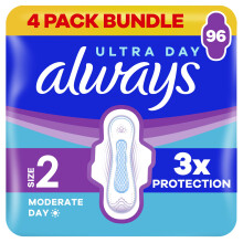 Always Ultra Sanitary Towels Long (Size 2) Wings X 24 Pads, Super Absorbent and