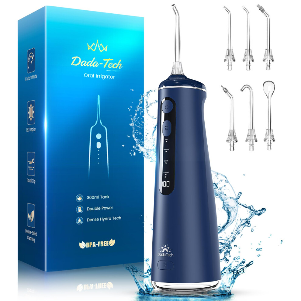 Dada-Tech Water Flosser For Teeth Cordless Oral Irrigator With 7 Jet Tips & 8 Pressure Modes, 300Ml Dental Tooth Flosser Rechargeable, Ipx7 Waterproo
