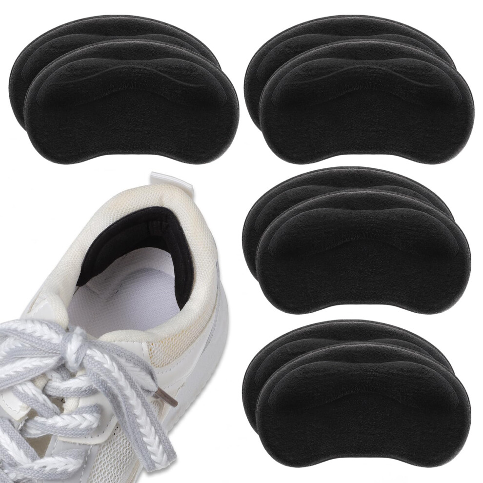 Sibba Heel Cushion Pads, 4 Pair Self-Adhesive Heel Grips Inserts For Boots Loose Shoes Too Big, Anti Blister Shoe Liners Heel Protectors, Reusable He