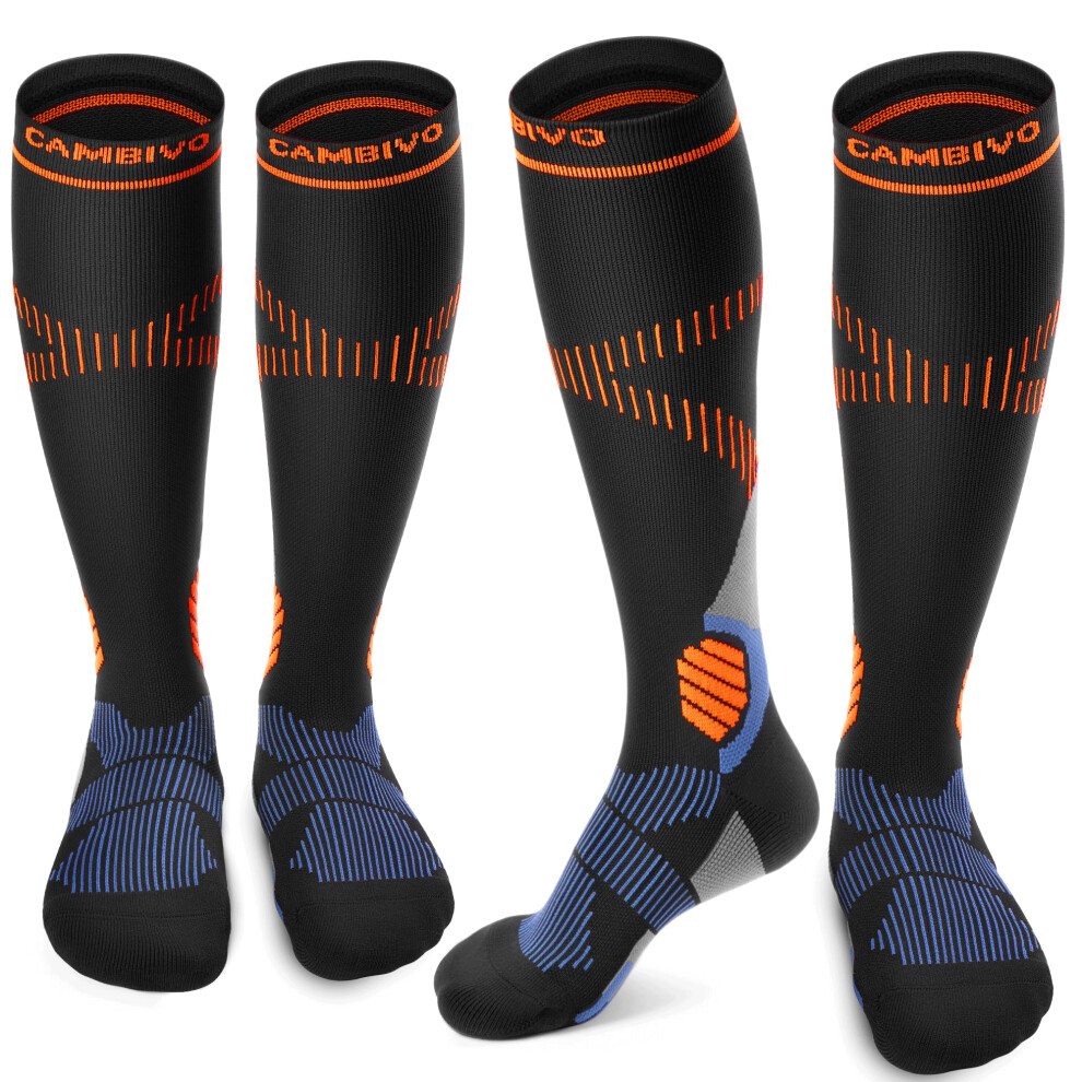 Cambivo 2 Pairs Compression Socks For Women & Men, 15-20Mmhg Flight Socks, Graduated Support For Plantar Fasciitis Relief, Running, Pregnancy, Nurses