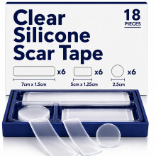 ScarFix+ Silicone Scar Tape | 18 Pre-Cut Transparent Scar Plasters in