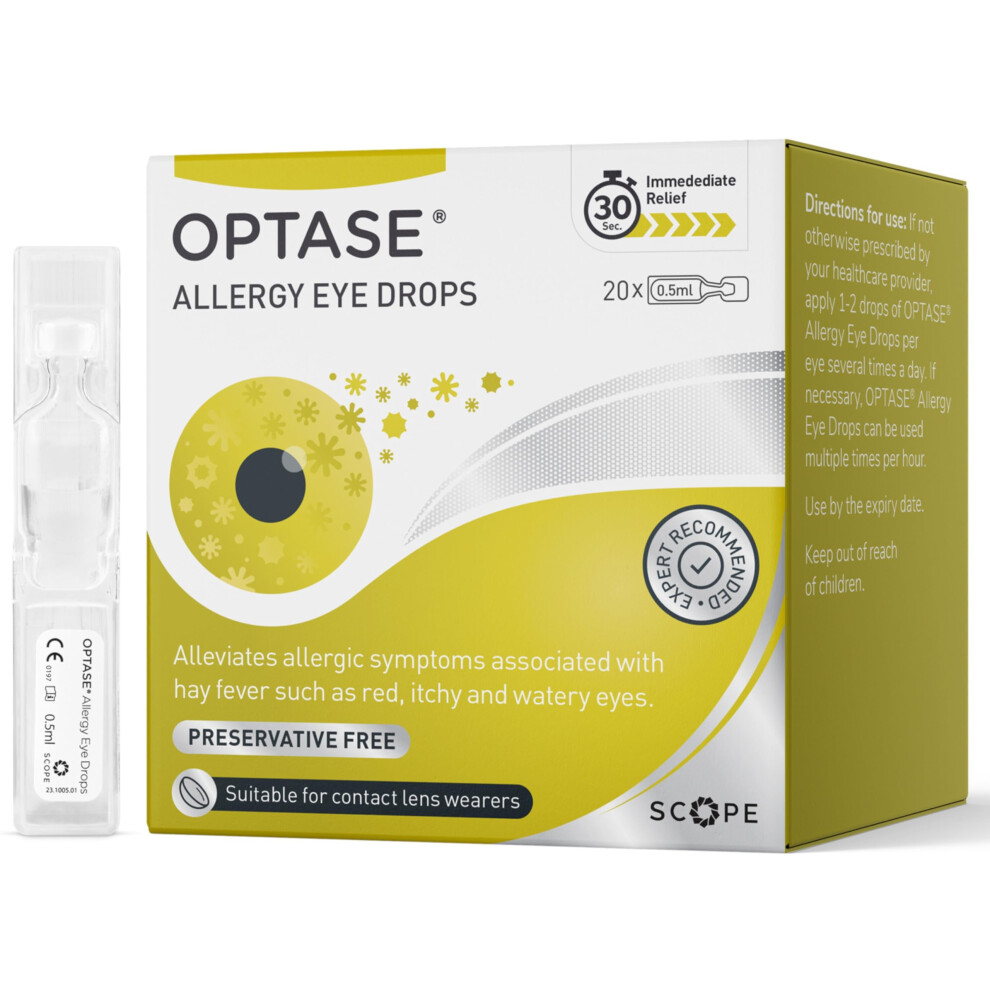 Optase Red Allergy Eye Drops Â A Unique Formulation For Hayfever And Allergic Symptoms Such As Itchy & Watery Eyes Â 20 Single 0.5Ml Doses