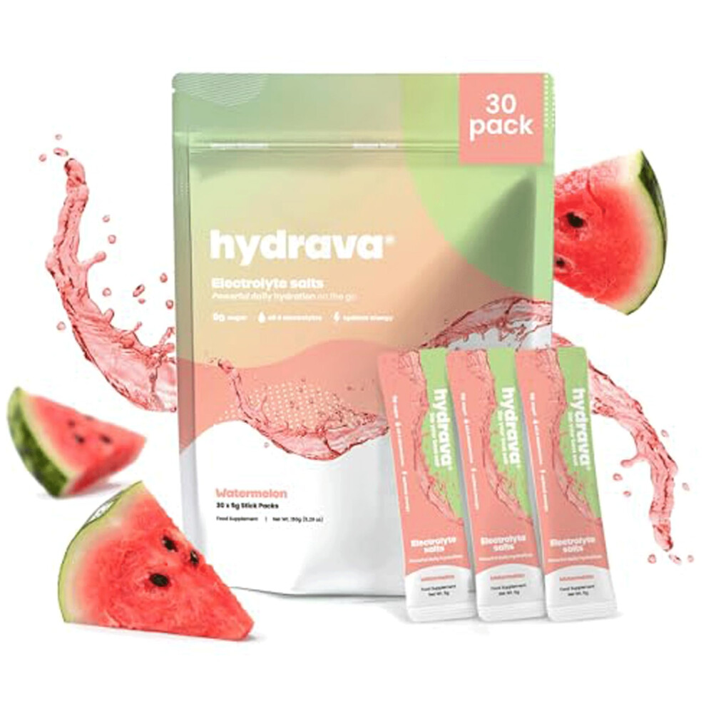 Hydrava Electrolyte Sachets | 30 Pack | Sugar Free Electrolytes With Sodium, Magnesium, Vitamin C & More | Rehydration Powder With All Natural Flavou